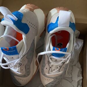 Jordan Kids White and Blue Accent Sneakers